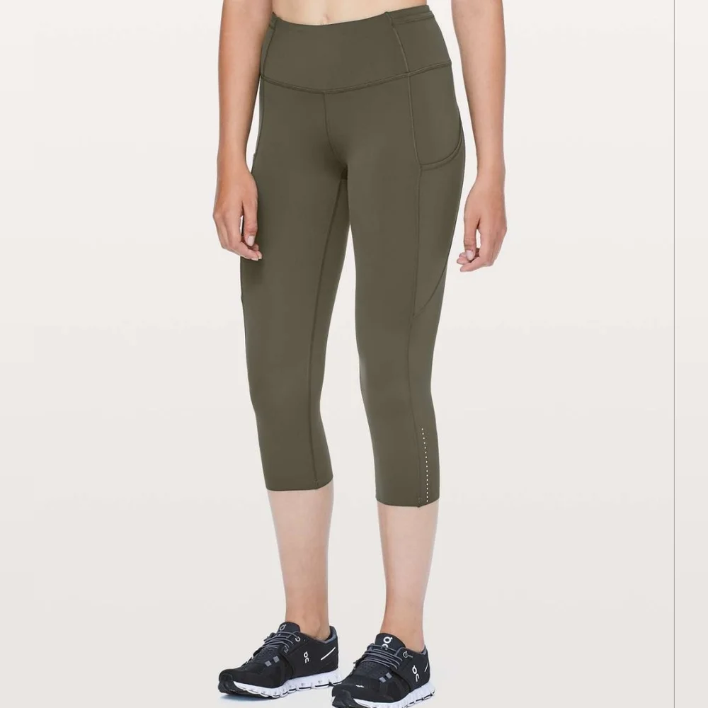 Lululemon Fast & Free Crop II Leggings *Nulux in Dark Olive